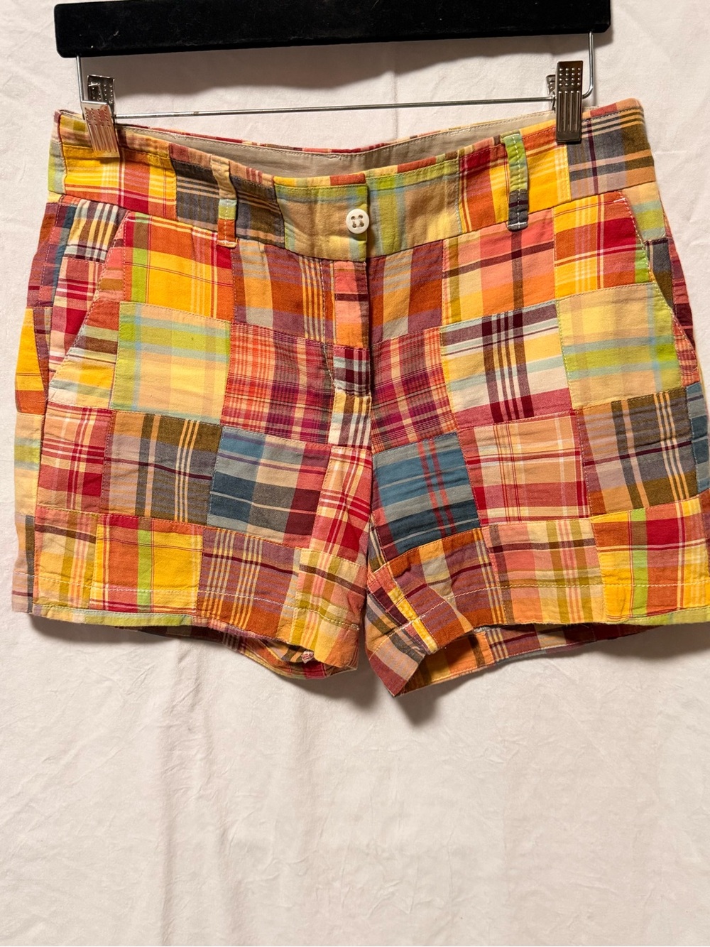Talbots Multicolor Plaid Cotton Shorts - Bright Madras Check - Picture 5 of 8